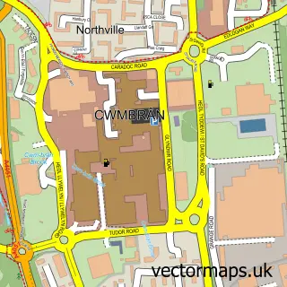Street map sample of Cwmbrân, Gwent