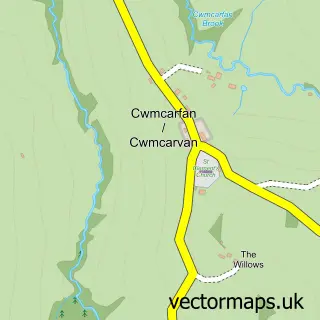 Street map sample of Cwmcarvan, Gwent