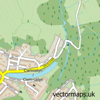 Street map sample of Cwmcelyn, Gwent