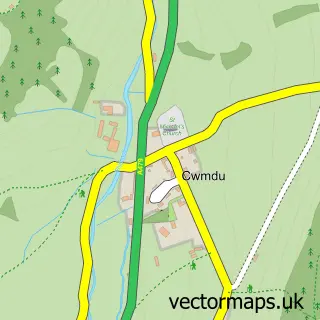 Street map sample of Cwmdu, Powys