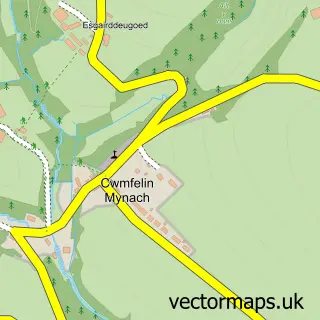 Street map sample of Cwmfelin Mynach, Dyfed