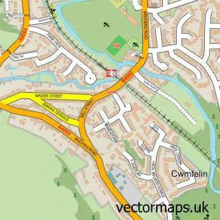 Street map sample of Cwmfelin, Mid Glamorgan