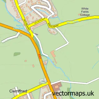 Street map sample of Cwmffrwd, Dyfed