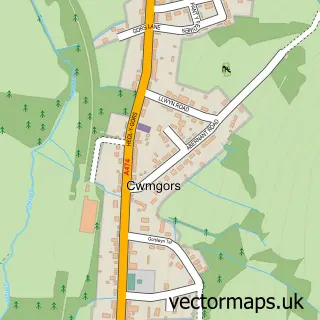 Street map sample of Cwmgors, West Glamorgan