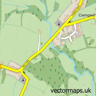 Street map sample of Cwmgwili, Dyfed