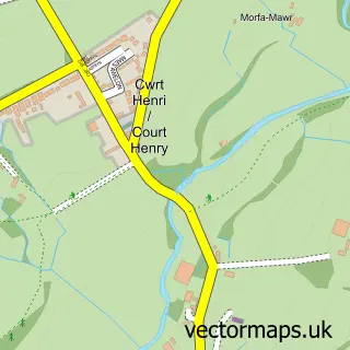 Street map sample of Cwrt-henri, Dyfed