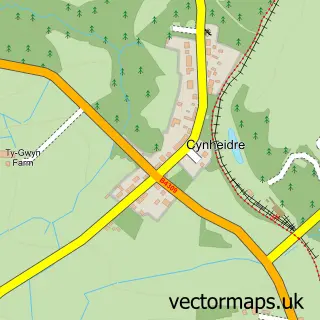 Street map sample of Cynheidre, Dyfed