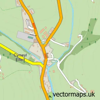 Street map sample of Cynwyl Elfed, Dyfed