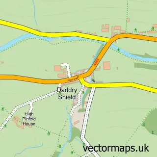 Street map sample of Daddry Shield, Durham