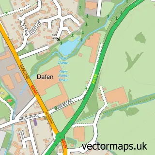 Street map sample of Dafen, Dyfed