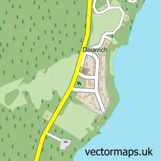 Street map sample of Dalavich, Argyll and Bute