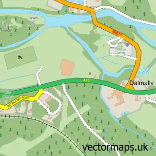 Street map sample of Dalmally, Argyll and Bute
