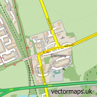 Street map sample of Dalmeny, City of Edinburgh