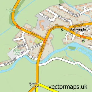 Street map sample of Dalrymple, Ayrshire and Arran