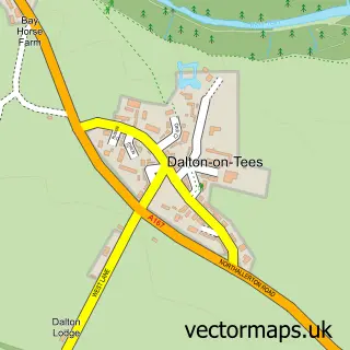 Street map sample of Dalton-on-Tees, North Yorkshire