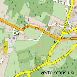 Street map sample of Danbury, Essex