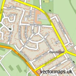Street map sample of Danderhall, Midlothian