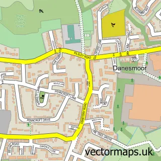 Street map sample of Danesmoor, Derbyshire