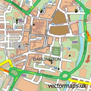 Street map sample of Darlington, Durham