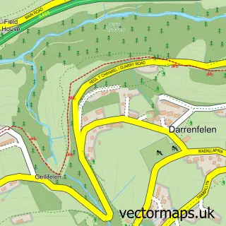 Street map sample of Darrenfelen, Gwent