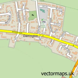 Street map sample of Darrington, West Yorkshire