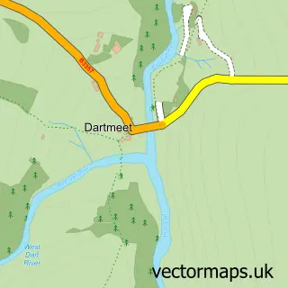 Street map sample of Dartmeet, Devon