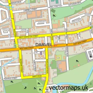 Street map sample of Darvel, Ayrshire and Arran