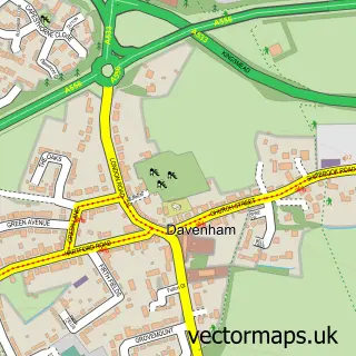 Street map sample of Davenham, Cheshire