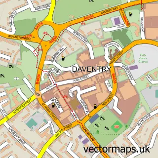Street map sample of Daventry, Northamptonshire