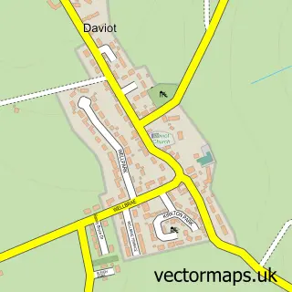 Street map sample of Daviot, Aberdeenshire