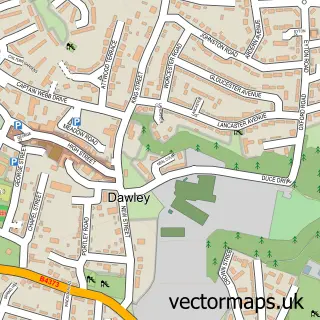 Street map sample of Dawley, Shropshire