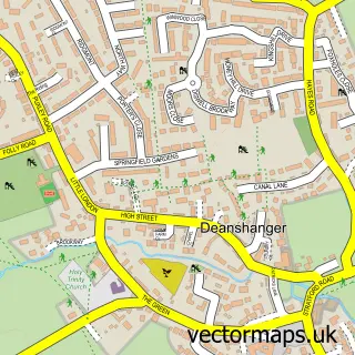 Street map sample of Deanshanger, Northamptonshire