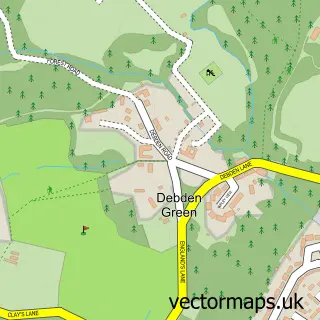 Street map sample of Debden Green, Essex