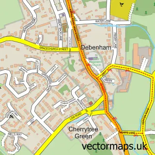 Street map sample of Debenham, Suffolk