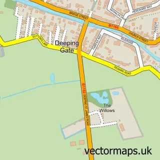 Street map sample of Deeping Gate, Cambridgeshire