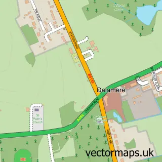 Street map sample of Delamere, Cheshire