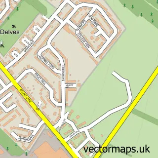 Street map sample of Delves Lane, Durham