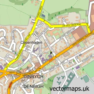 Street map sample of Denbigh, Clwyd