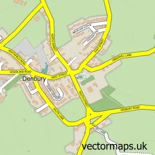 Street map sample of Denbury, Devon