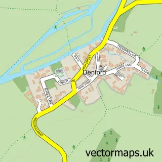 Street map sample of Denford, Northamptonshire