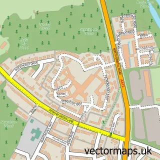 Street map sample of Denham Garden Village, Buckinghamshire