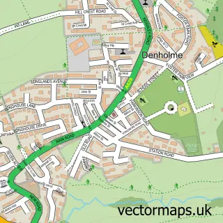 Street map sample of Denholme, West Yorkshire