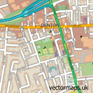 Street map sample of Denton, Greater Manchester