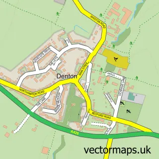 Street map sample of Denton, Northamptonshire