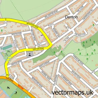 Street map sample of Denton, East Sussex