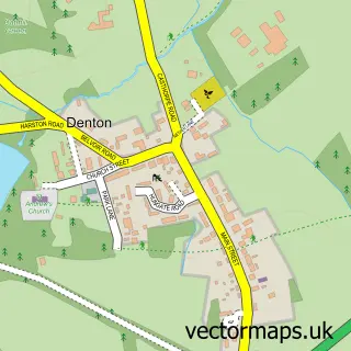 Street map sample of Denton, Lincolnshire