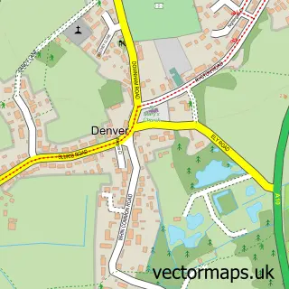 Street map sample of Denver, Norfolk