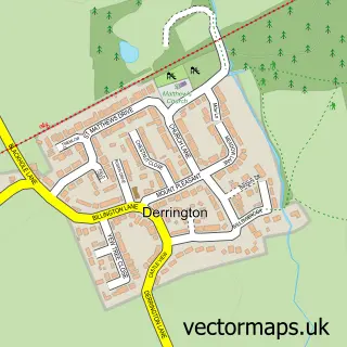 Street map sample of Derrington, Staffordshire