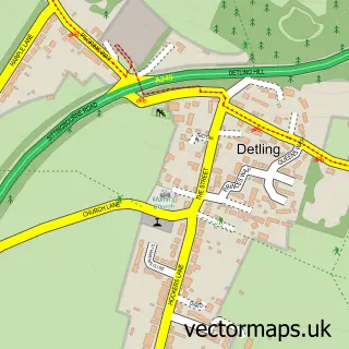 Street map sample of Detling, Kent