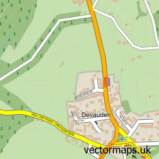 Street map sample of Devauden, Gwent